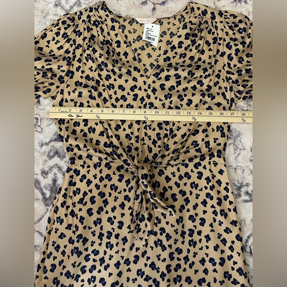 REBECCA TAYLOR Cheetah-Print Blouson Silk Dress NWT Size 6 - Picture 12 of 12